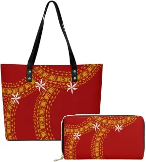New Women'S Handbags And Purses Polynesian Custom Patterned Pu Shoulder Bag Durable Storage Bag