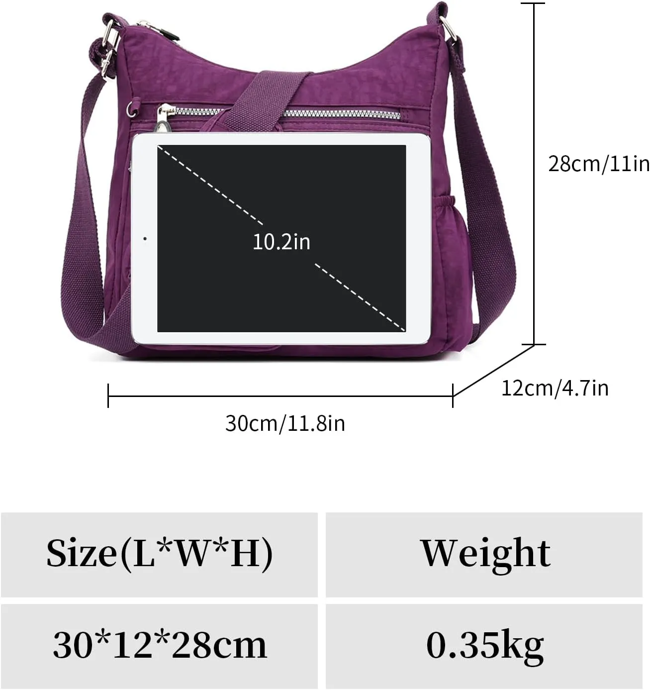 NOTAG Crossbody Bag for Women - Waterproof Multi-Pocket Handbag, Shoulder Bag, Lightweight Large Messenger