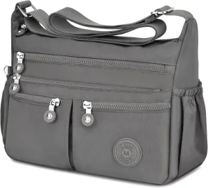 Nylon Crossbody Bags for Women Waterproof Lightweight Large Travel Purses Multi-Pocket Pocketbooks Shoulder Bag