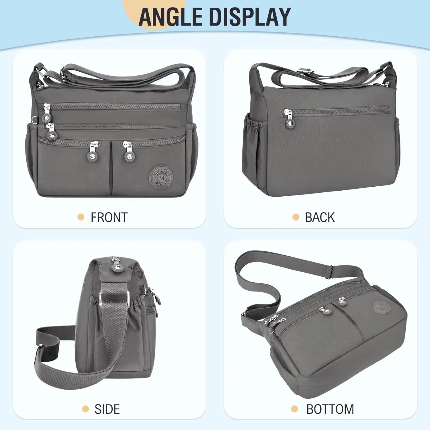 Nylon Crossbody Bags for Women Waterproof Lightweight Large Travel Purses Multi-Pocket Pocketbooks Shoulder Bag