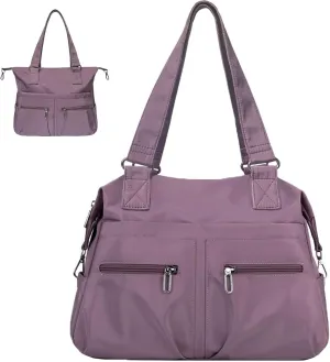 Nylon Tote Bag for Women Shoulder Tote Bag with Zipper Waterproof Nylon Purse and Handbags Lightweight Hobo Bag