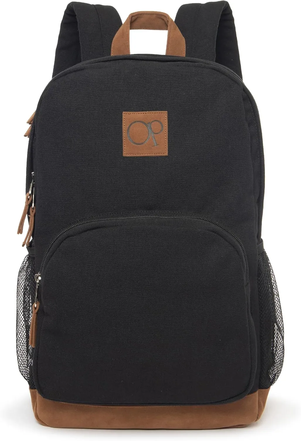 Ocean Pacific La Playa Canvas Backpack for Travel, Sports, Beach, Work, Casual Daypack for Men Women Fits 15.6 Inch Laptop (Black)