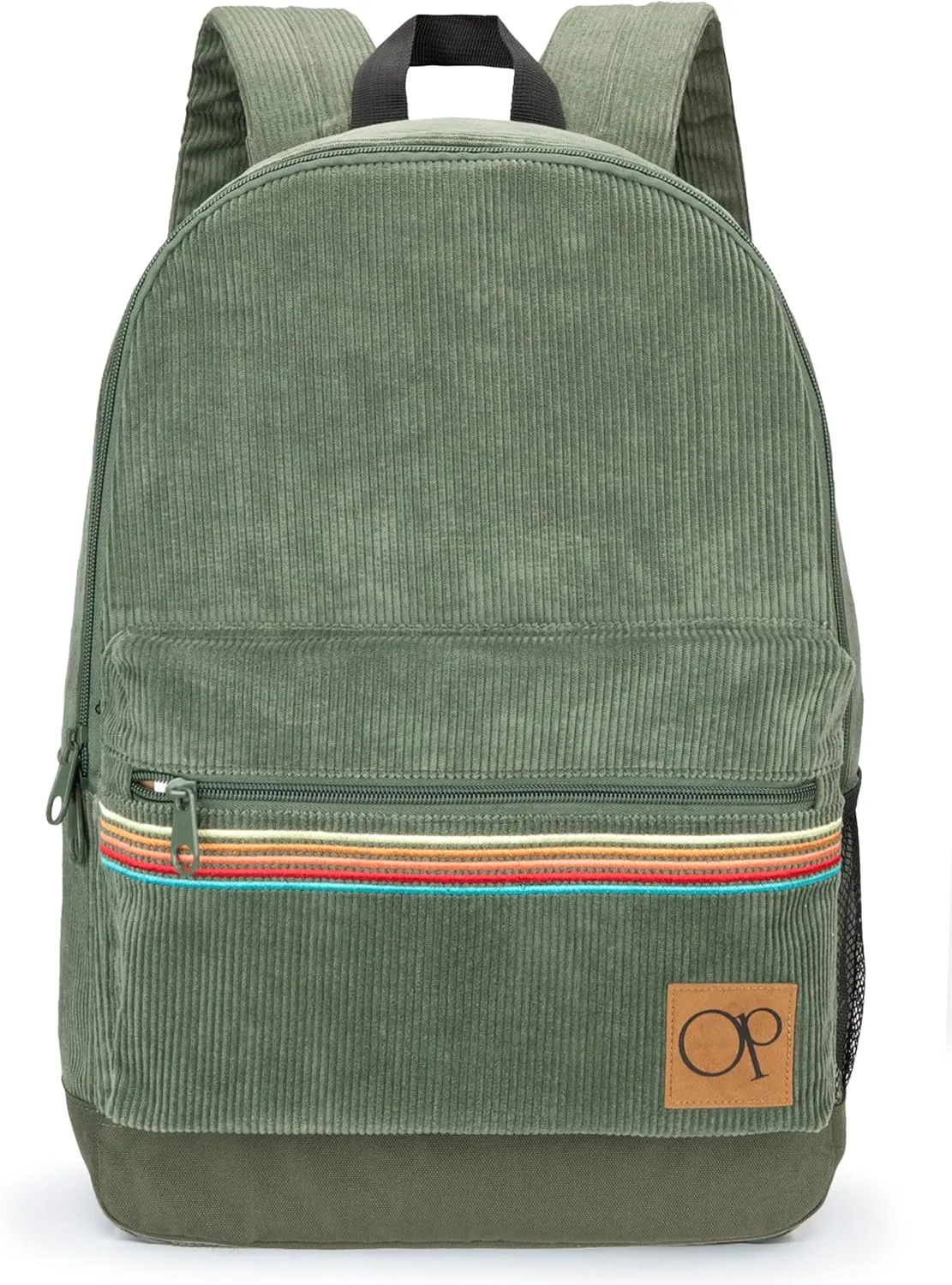 Ocean Pacific OG Corduroy Backpack for Travel, Sports, Beach, Work, Casual Daypack for Men Women Fits 15.6 Inch Laptop (Olive)
