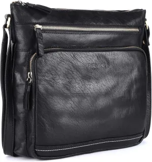 Olga Large Soft Real Leather Womens Crossbody Handbags and Purses-Triple Zip Premium Sling Crossover Shoulder Bag
