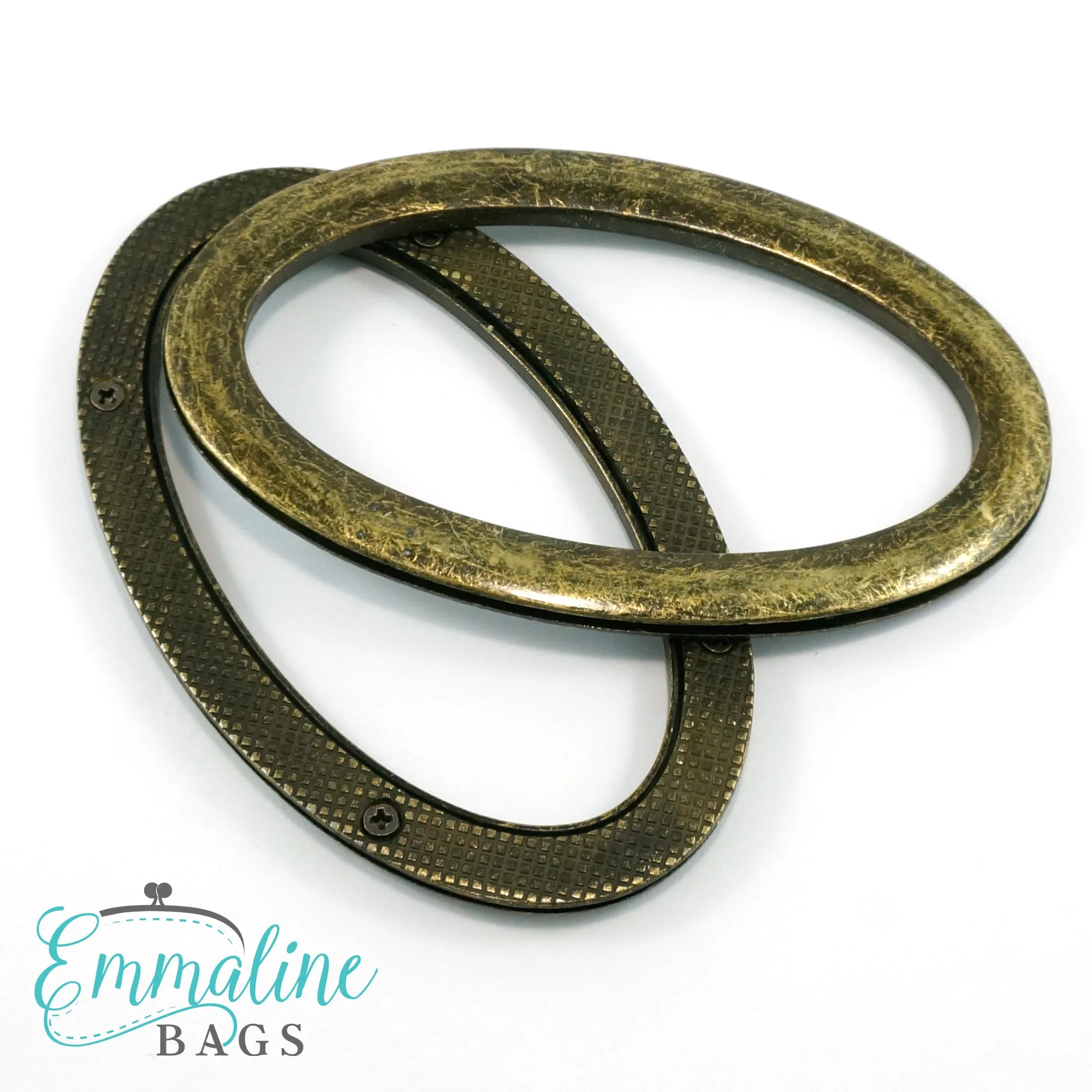 Oval Bag Handles - (SCREW IN) - Antique Brass Finish