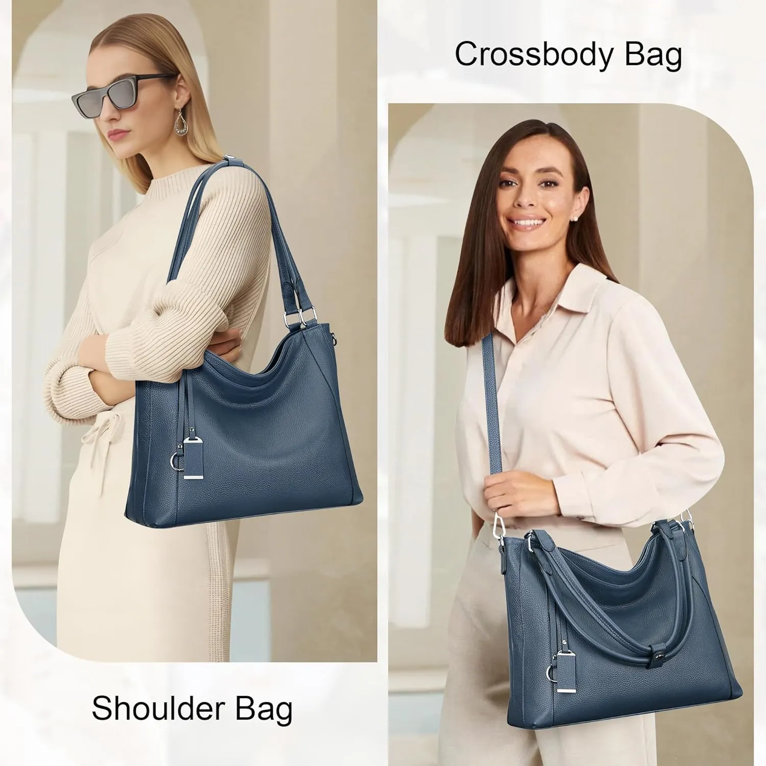 Over Earth Genuine Leather Purses for Women Casual Hobo Shoulder Handbags Large Crossbody Bags