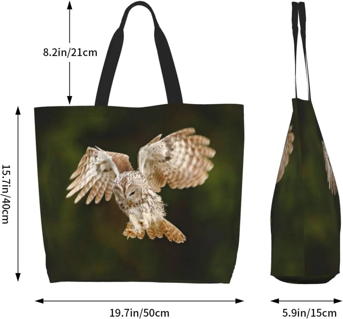 Owl Canvas Tote Bag Animal Shoulder Bag Handbag Cute Casual Grocery Bags Funny Bag for Outdoor