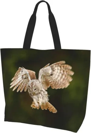 Owl Canvas Tote Bag Animal Shoulder Bag Handbag Cute Casual Grocery Bags Funny Bag for Outdoor