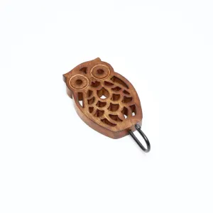 Owl Wall Hanger, Hand Carved Decorative Cutwork Wood Coat Hook