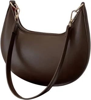 OYOANGLE Women's Zipper Top Handle Crescent Shoulder Bag Hobo Tote Handbags Vintage Mini Clutch Purses