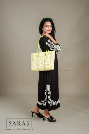 Pastel Yellow Green Tote Koodai - With Flap Closure