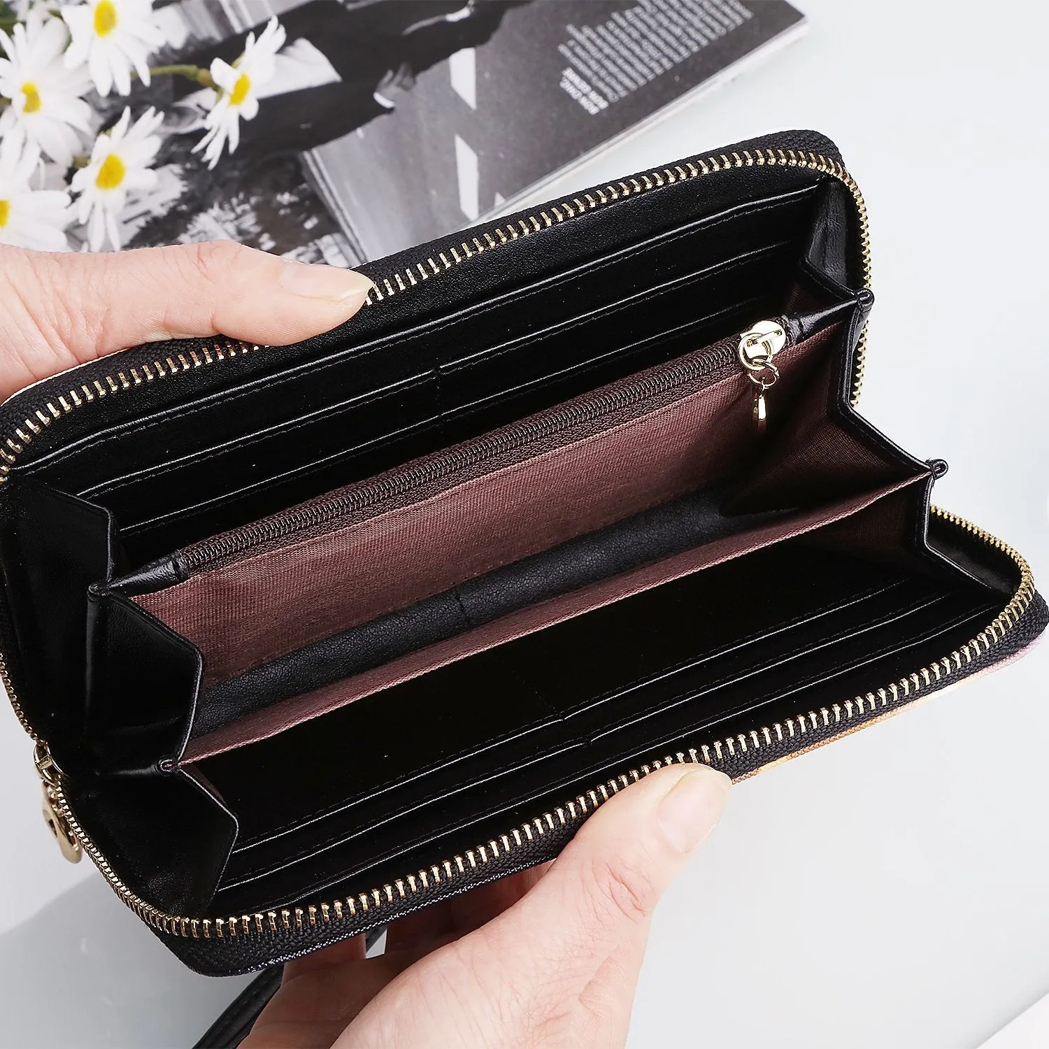 Peaceful Waves Leather Wallet Clutch Purse