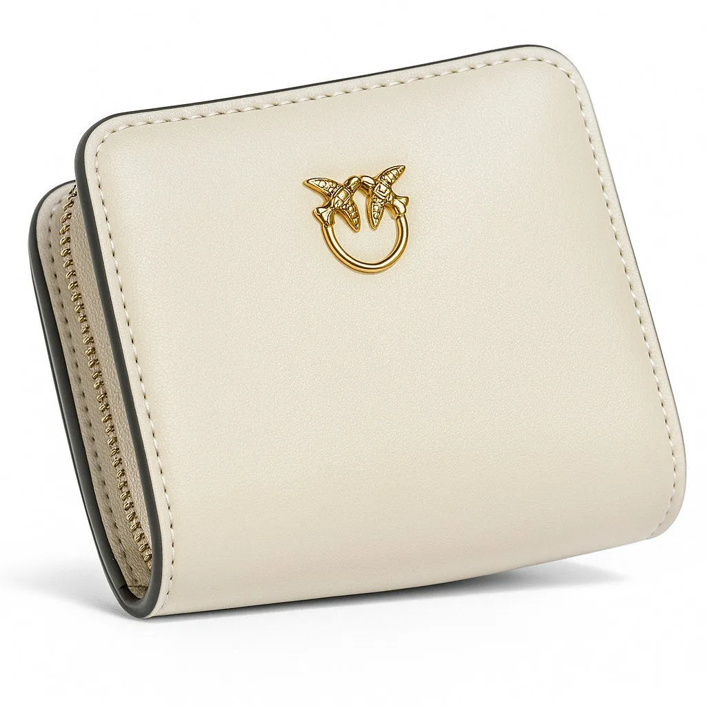Pinko Love Birds Mini Wallet – Ivory with Gold-Tone Emblem