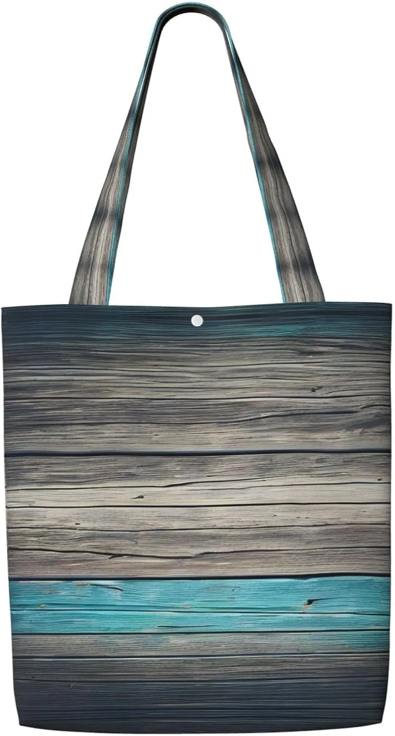Planks Weathered Old Look Print Reusable Grocery Bags,Polyester Tote Bag,Casual Handbags,Practical Foldable Shopping Bag.