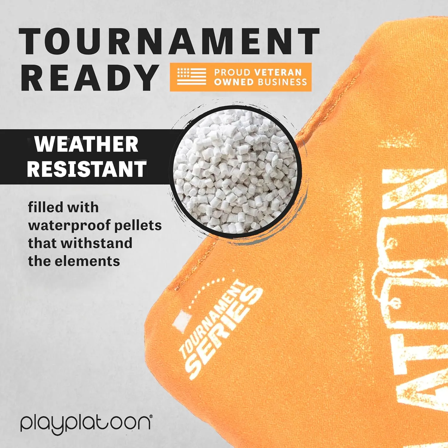 Play Platoon Tournament Series Cornhole Bags - Pro Style Dual Sided Slick and Sticky Side Bags - Set of 8 - Designed in USA
