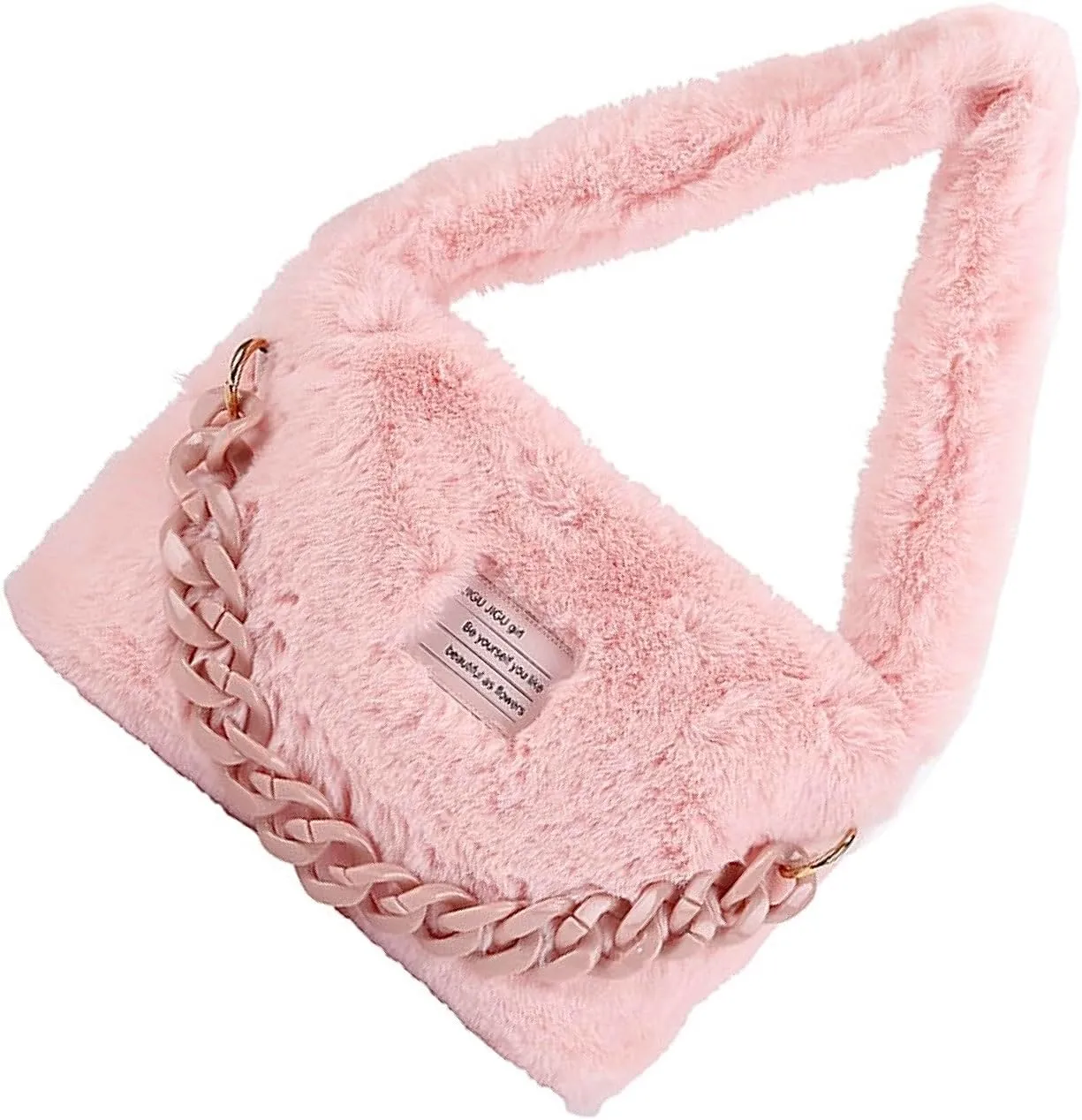 Plush Underarm Bag for Girls Furry Purse Handbags for Women Y2K Fluffy Fuzzy Shoulder Bag Tote Bag for Autumn and Winter
