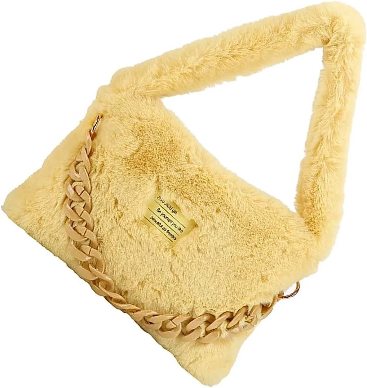 Plush Underarm Bag for Girls Furry Purse Handbags for Women Y2K Fluffy Fuzzy Shoulder Bag Tote Bag for Autumn and Winter