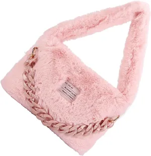 Plush Underarm Bag for Girls Furry Purse Handbags for Women Y2K Fluffy Fuzzy Shoulder Bag Tote Bag for Autumn and Winter