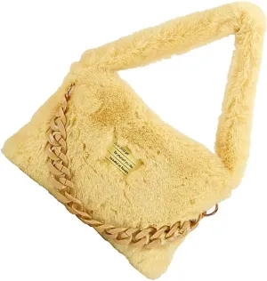 Plush Underarm Bag for Girls Furry Purse Handbags for Women Y2K Fluffy Fuzzy Shoulder Bag Tote Bag for Autumn and Winter