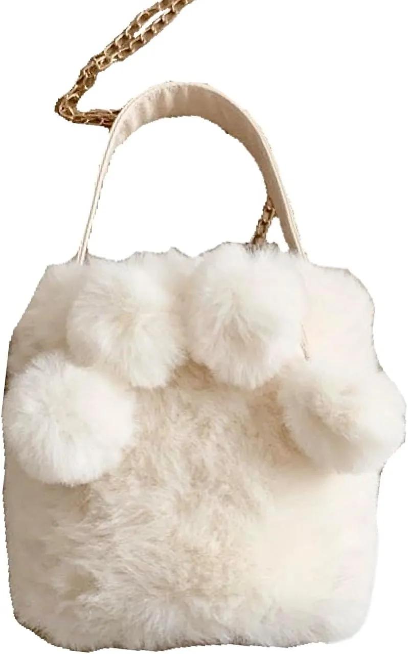 Plush Underarm Bag for Girls Furry Purse Handbags for Women Y2K Fluffy Fuzzy Shoulder Bag Tote Bag for Autumn Winter