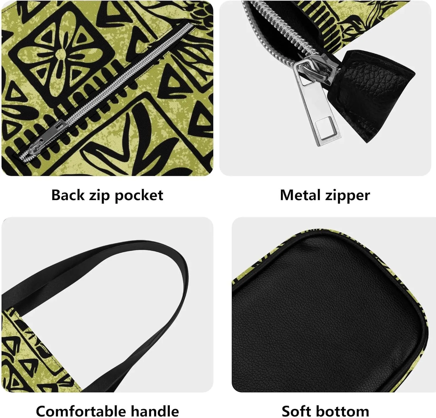 Polynesian Women Pu Handbag And Purse Samoa Island Tribal Design Retro Art Large Capacity Shoulder Bag 2-Piece Set