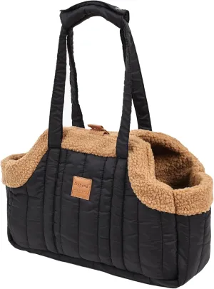 Portable Large Capacity Cat Bag, Fleece Pet Dog Tote Carrier Purses,Waterproof Warm Travel Hands-Free Shoulder Handbag Fixed Hook for Small Dog Cat Outdoor (Black)