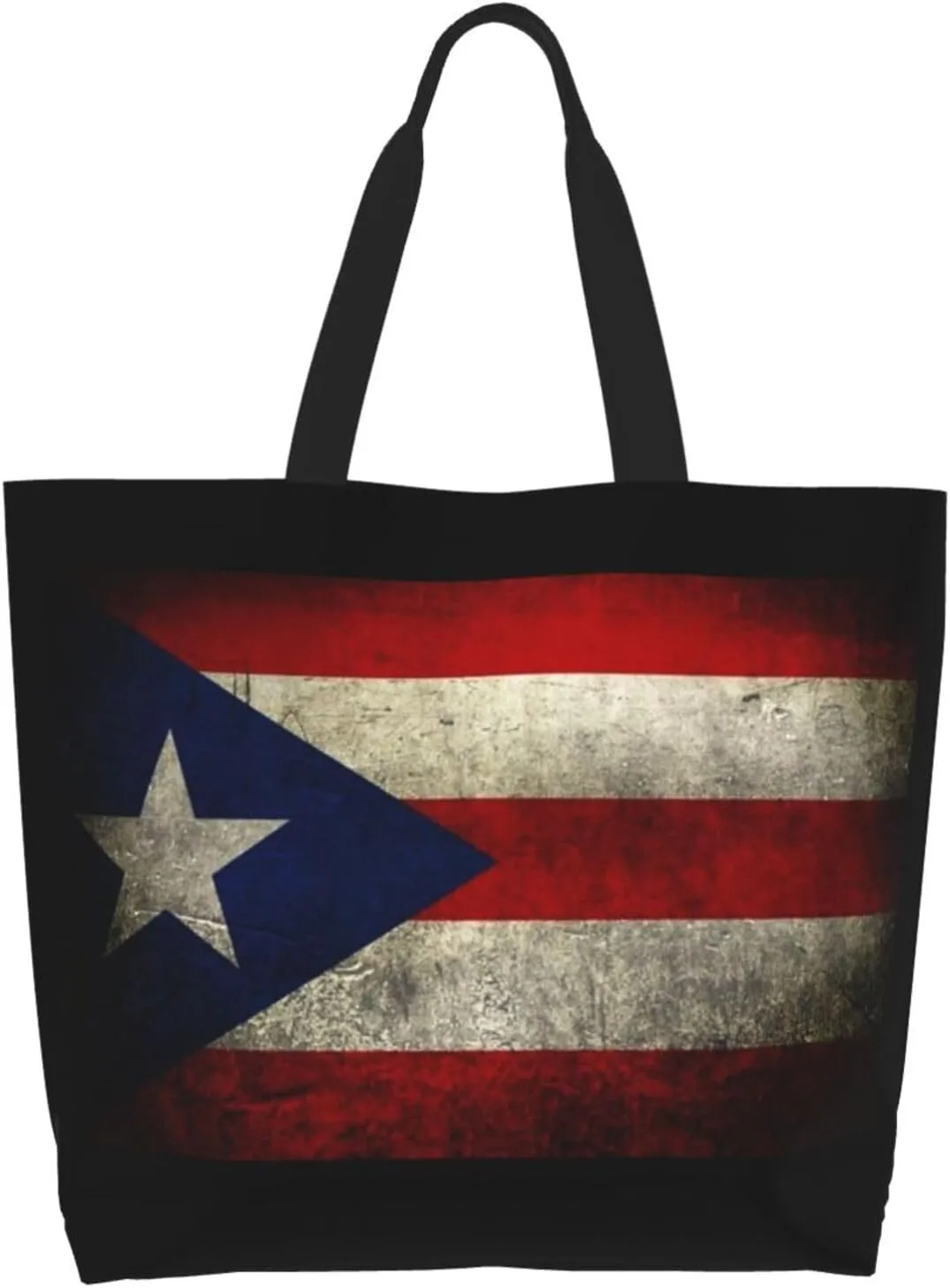 Puerto Rico Canvas Tote Bag Puerto Rico Flag Shoulder Bag Puerto Rican Casual Grocery Bags Outdoor