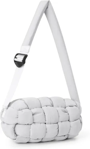 Puffer Tote Bag Handmade Woven Small Shoulder Bag Lightweight Puffy Dupe Purse Trendy Hobo Dumpling Handbags