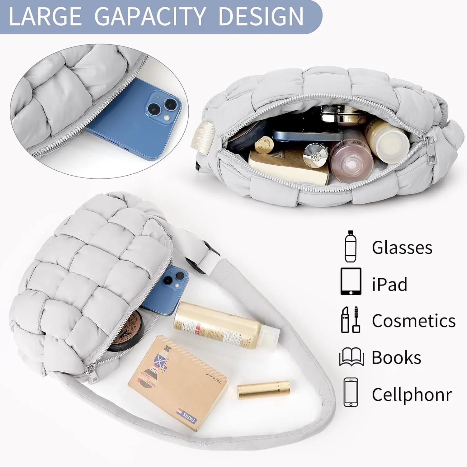 Puffer Tote Bag Handmade Woven Small Shoulder Bag Lightweight Puffy Dupe Purse Trendy Hobo Dumpling Handbags