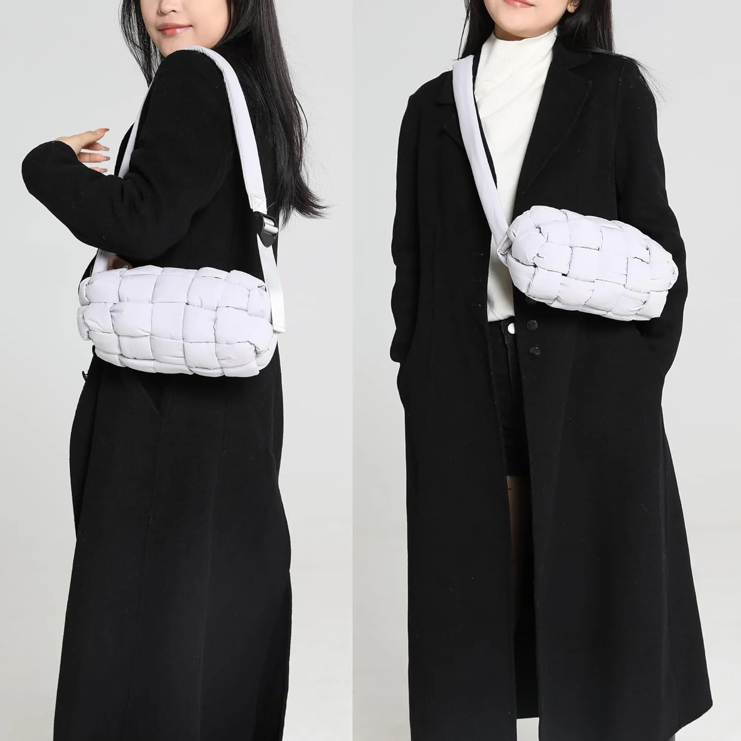 Puffer Tote Bag Handmade Woven Small Shoulder Bag Lightweight Puffy Dupe Purse Trendy Hobo Dumpling Handbags