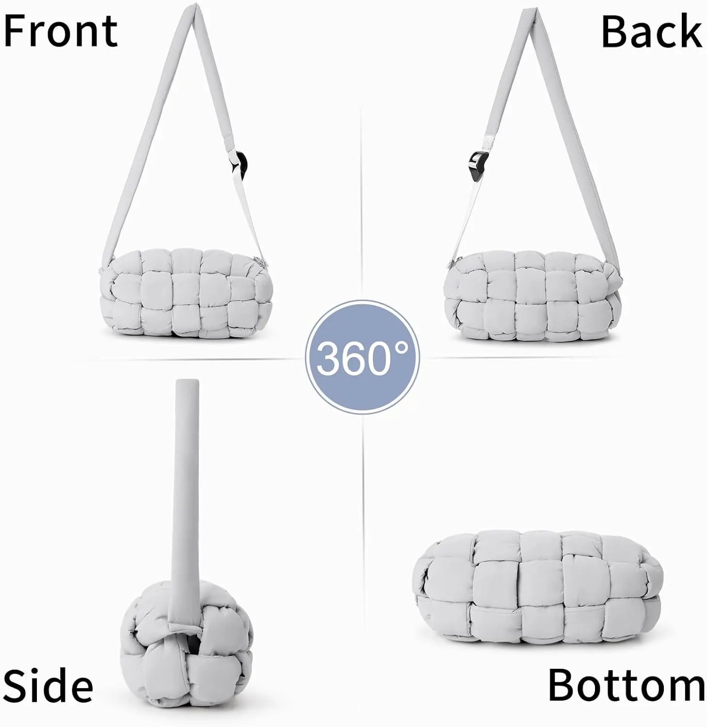 Puffer Tote Bag Handmade Woven Small Shoulder Bag Lightweight Puffy Dupe Purse Trendy Hobo Dumpling Handbags