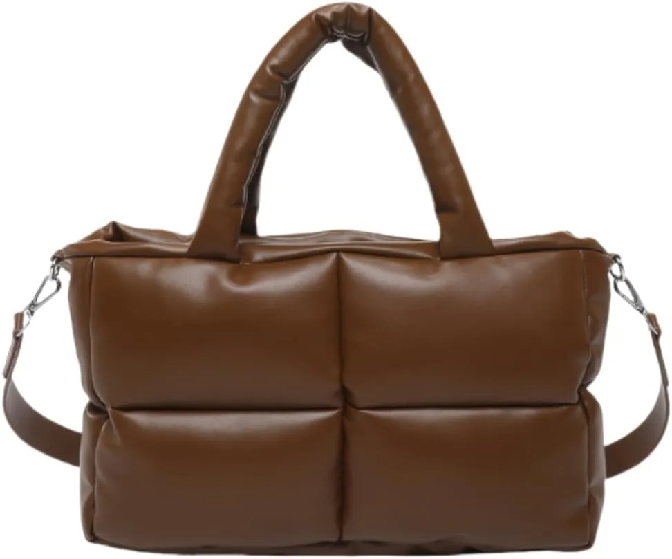 Puffy Handbags Tote Quilted Shoulder Crossbody Bag for Women Soft Vegan Leather Padded Purse
