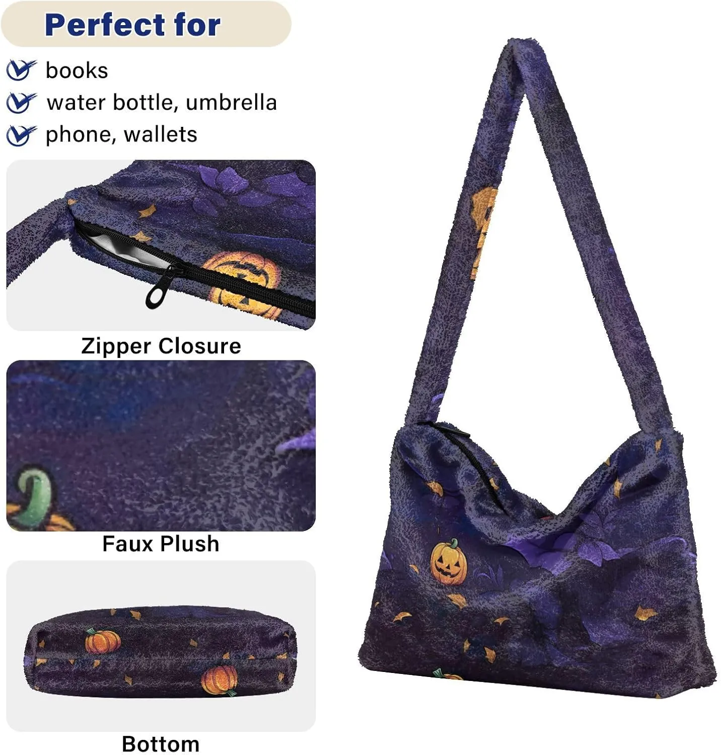 Pumpkin Lamp and Pumpkins Ladies Shoulder Handbags, Shoulder Tote Bag, Shoulder Bag for Women