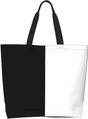 Pure Split Black and White Tote Bags Casual Reusable Grocery Shoulder Handbags for Women Men Travel Shopping Bag