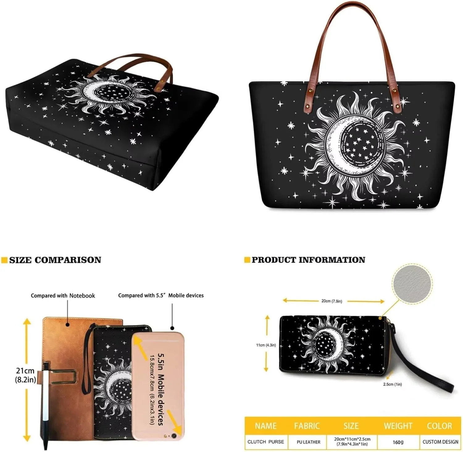 Purse and Wallet Set Large Shoulder Satchel Purse Tote Handbags with PU Wallet for Party Work Shopping Travel