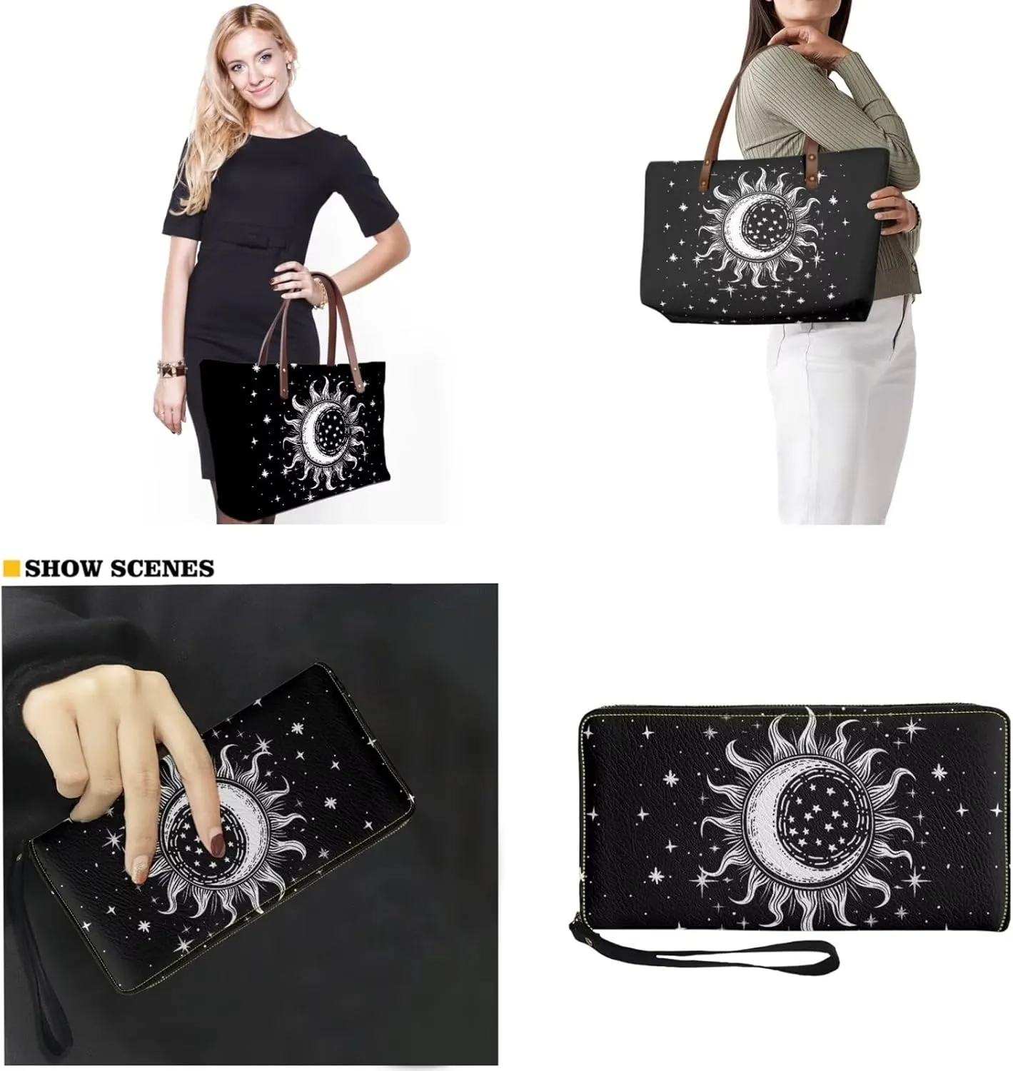 Purse and Wallet Set Large Shoulder Satchel Purse Tote Handbags with PU Wallet for Party Work Shopping Travel