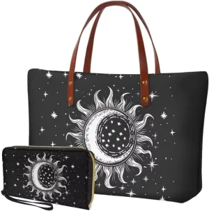 Purse and Wallet Set Large Shoulder Satchel Purse Tote Handbags with PU Wallet for Party Work Shopping Travel