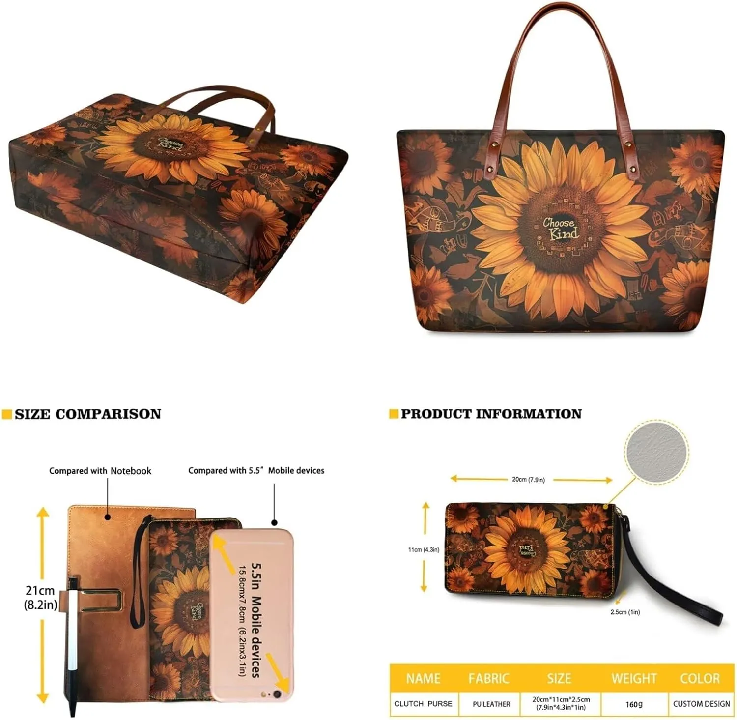 Purse and Wallet Set Large Shoulder Satchel Purse Tote Handbags with PU Wallet for Party Work Shopping Travel