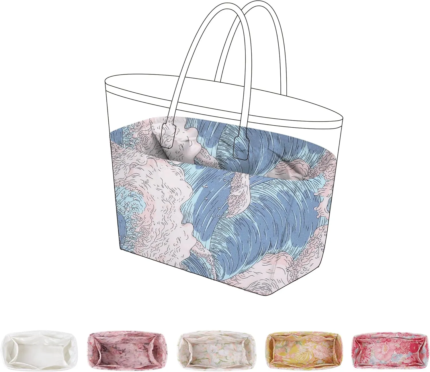 Purse Organizer Insert for Anjou/Artois/Saint Louis Tote Bags, Lightweight Handbag Organizer Liner, Soft Bag Tote Shaper(Saint Louis GM,Sea and waves)