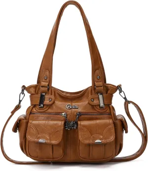 Purses and Handbags for Women Large Hobo Shoulder Bags Soft PU Leather Multi-Pocket Tote Bag