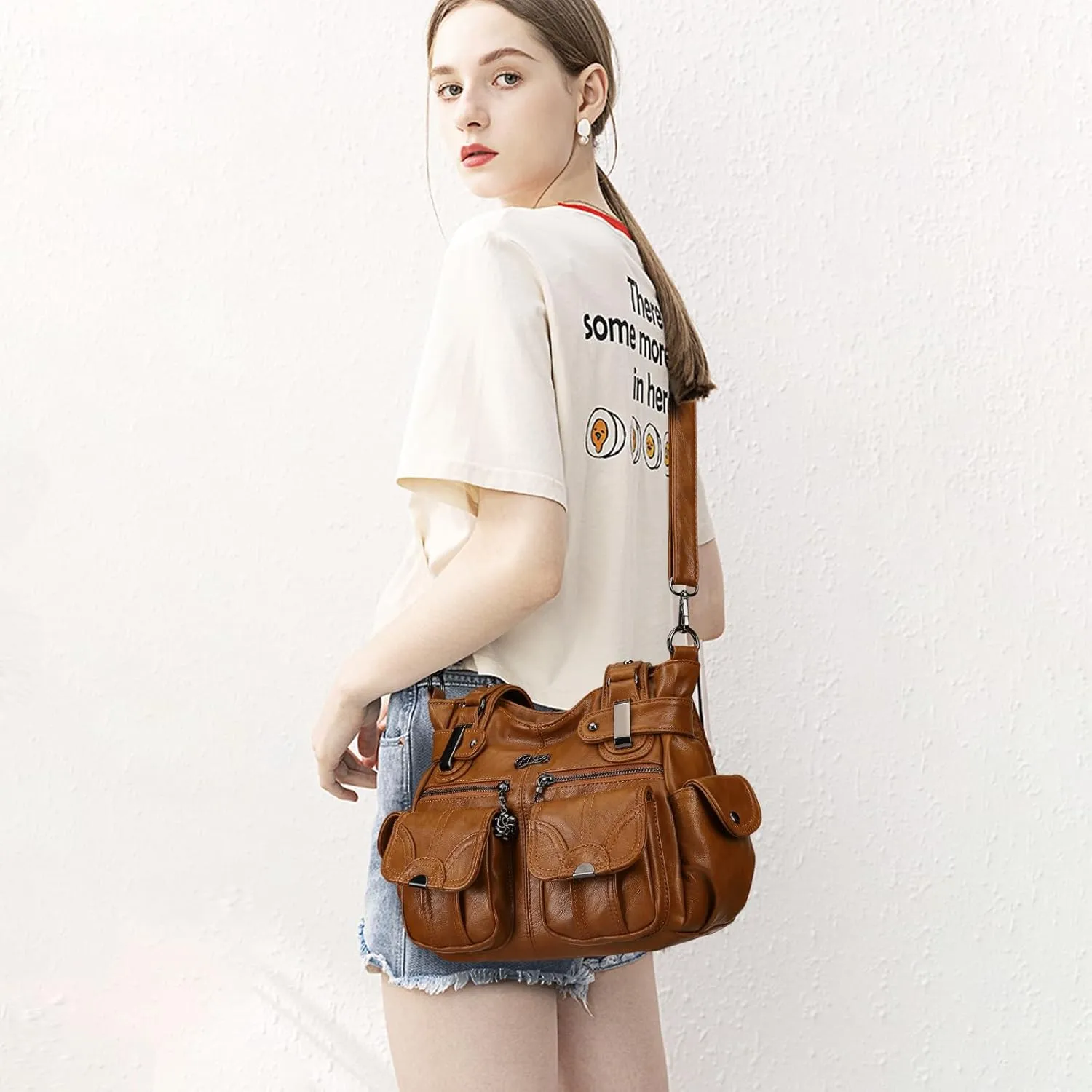 Purses and Handbags for Women Large Hobo Shoulder Bags Soft PU Leather Multi-Pocket Tote Bag