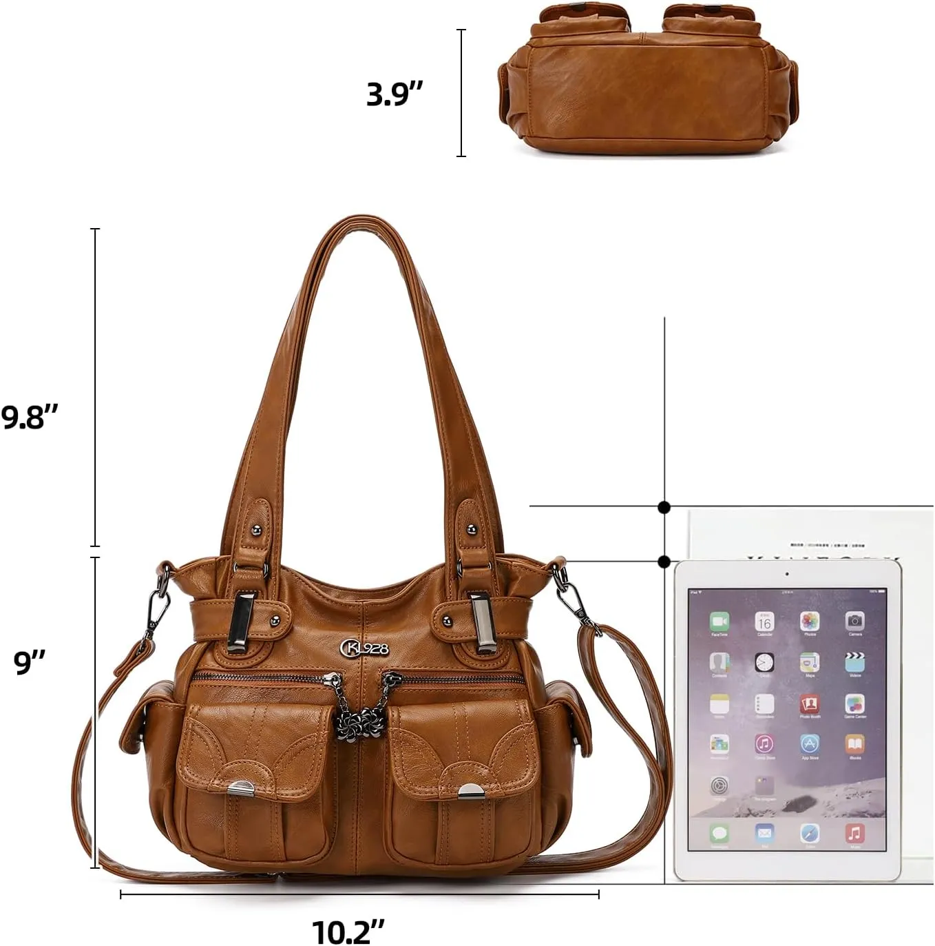 Purses and Handbags for Women Large Hobo Shoulder Bags Soft PU Leather Multi-Pocket Tote Bag