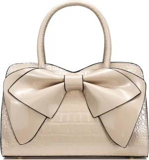 Purses for Women Fashion Handbag Ladies Satchel Bags PU Leather Top Handle Shoulder Purse with Bow