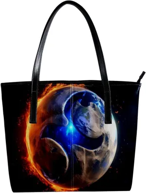 Purses for Women,Tote Bag Aesthetic,Women's Tote Handbags,3D Yin Yang Gossip Moon Earth