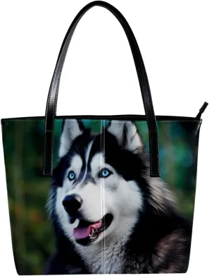 Purses for Women,Tote Bag Aesthetic,Women's Tote Handbags,Alaskan Dog Funny Tongue