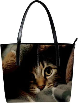 Purses for Women,Tote Bag Aesthetic,Women's Tote Handbags,Bed Cute Cat