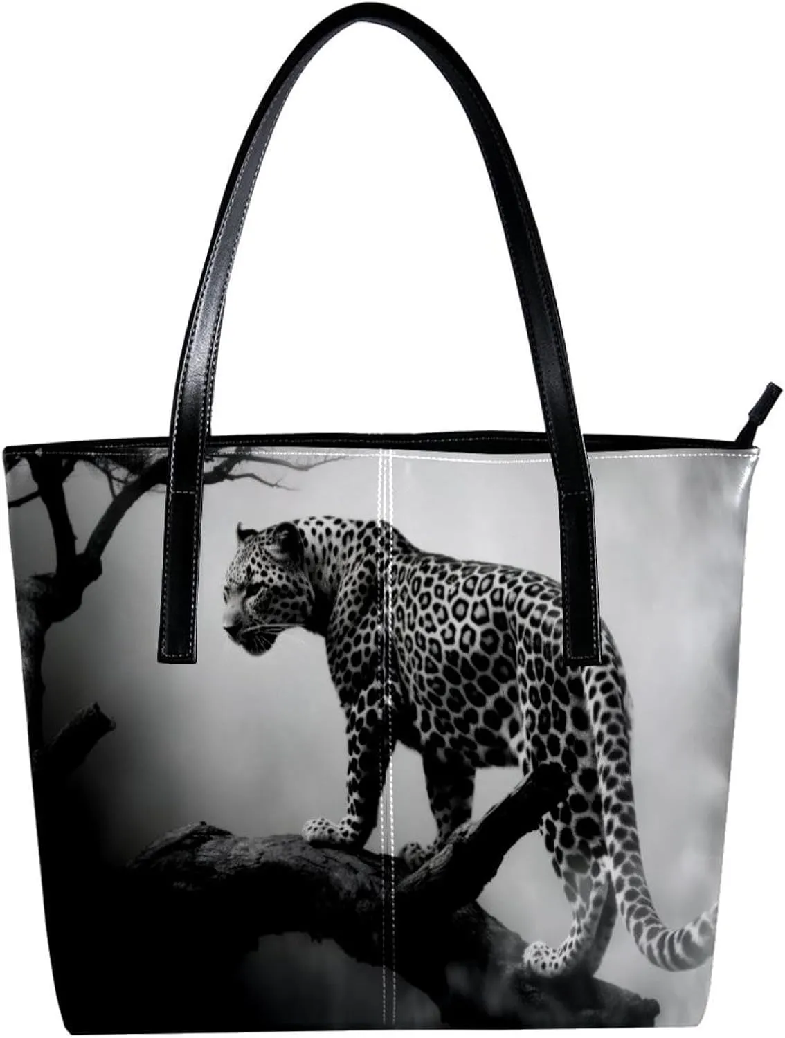 Purses for Women,Tote Bag Aesthetic,Women's Tote Handbags,Black Gray Fog Leopard