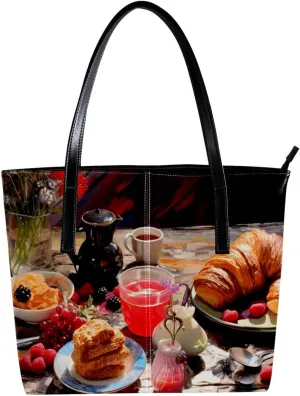 Purses for Women,Tote Bag Aesthetic,Women's Tote Handbags,Breakfast Food