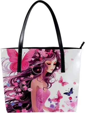 Purses for Women,Tote Bag Aesthetic,Women's Tote Handbags,Butterfly Elf Jungle Girl