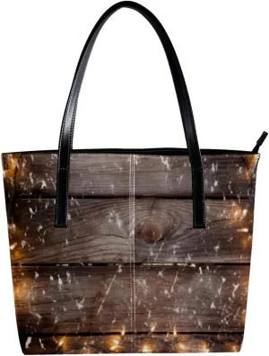 Purses for Women,Tote Bag Aesthetic,Women's Tote Handbags,Christmas Lights Decoration Wood Planks